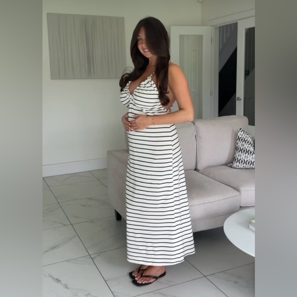 ZARA BLOGGERS FAVORITE STRIPED RUCHED DRESS - Picture 1 of 9